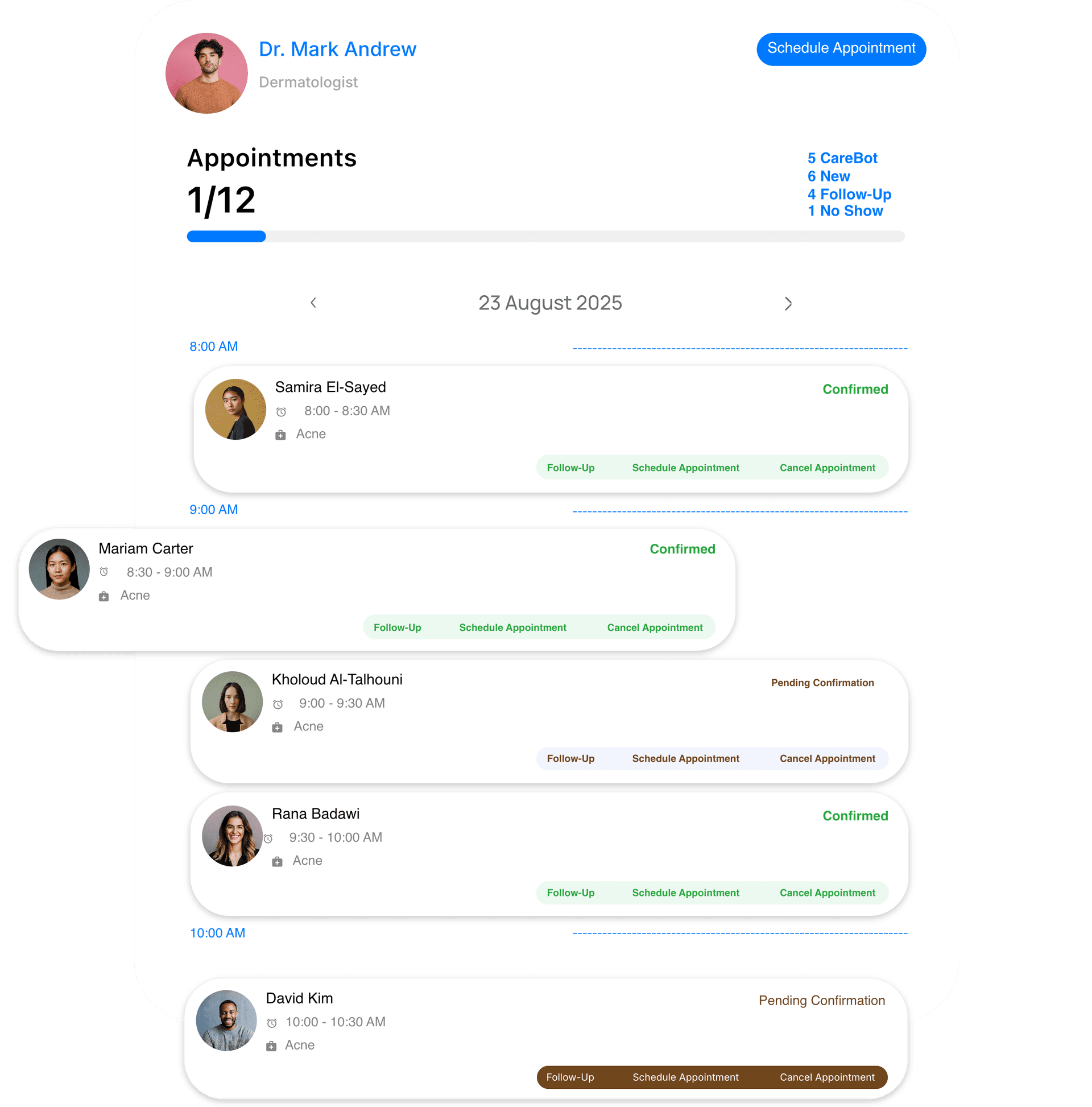 Rayan scheduling dashboard